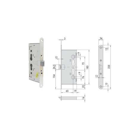 SERRATURA DA INFILARE ANTIPANICO PER PORTE TAGLIAFUOCO 56916  mm.65 (43110650)    CISA