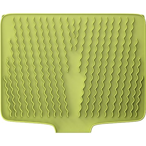 Alfombrilla de silicona para encimeras de cocina, con bandeja de drenaje integrada y superficie antideslizante (verde, 1 unidad). (1/5)