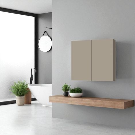Pensile doppio in legno 70x22 cm con ripiani interni Tortora Opaco (1/3)