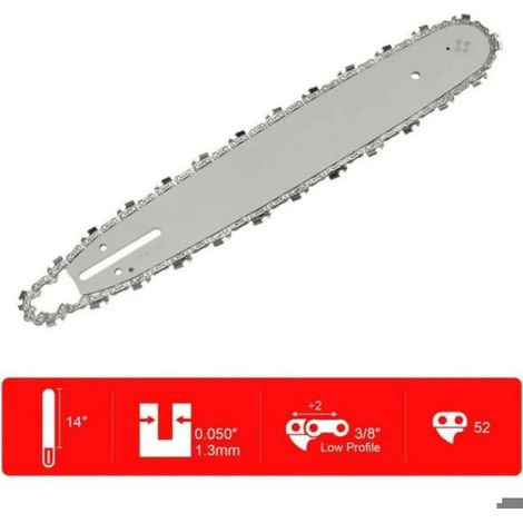 Guide-chaîne pour tronçonneuse - - 14" (35 cm) - 4 chaînes - 52 maillons - Pas 3/8" - Jauge 1,3 mm (1/4)