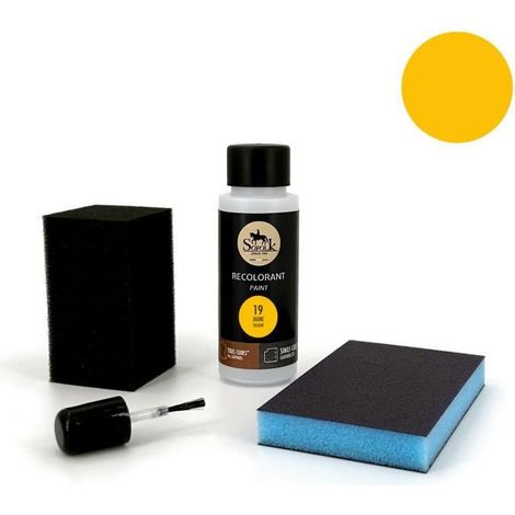 Kit Retouche Peinture Cuir/Simili-Cuir (19-JAUNE) - SOFOLK - Entretien pour Siège et Volant de Voiture, Canapé, Chaussure (1/5)