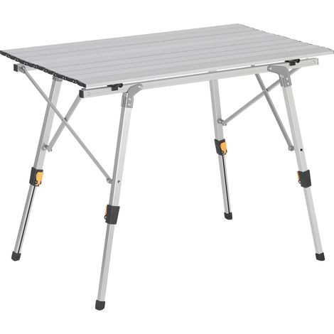 Table de Camping Pliante Pliable en Aluminum Table de randonnée Voyage Réglable en Hauteur 90x52.2X (45-72) cm