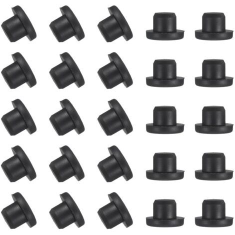 Lot de 25 bouchons en silicone en forme de T, diamètre 13,5 mm, bouchons élastiques étanches en silicone réutilisables, bouchons solides à trou rond pour tuyaux, noir (1/5)