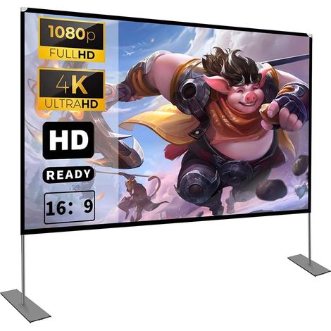 Écran de Projection 100 Pouces 4K HD 16: 9 Ecran Projecteur Pliable Lavable Résistant Portable, Anti-Plis pour Vidéoprojecteurs, Projection Double Face pour Cinéma Maison/en Plein Air (100") (1/5)