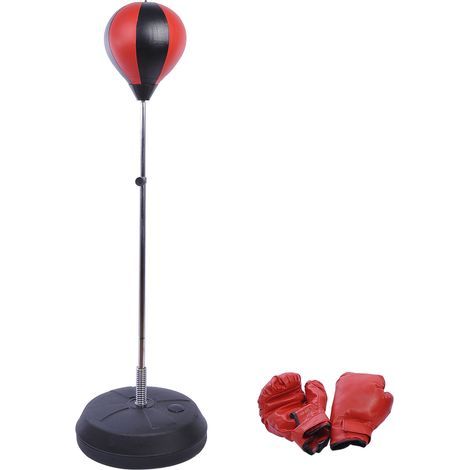 AMXCNOY Ensemble de punchingball sac de boxe sur pied réglable en hauteur 125-145cm gants pompe professionnels et débutants (1/5)