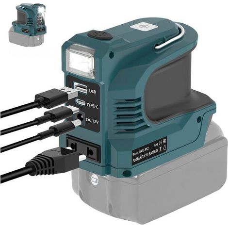 Netzteil kompatibel mit Makita 18V Akku-Wechselrichter, 220V, 220-230W, tragbarer Generator, mit USB-, USB-C-Anschlüssen und Netzsteckdose. (1/4)