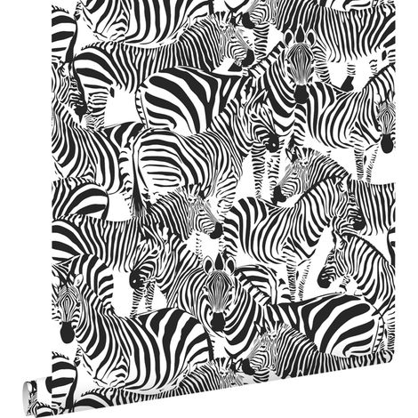 papier peint zèbres noir et blanc - ESTAhome (1/5)
