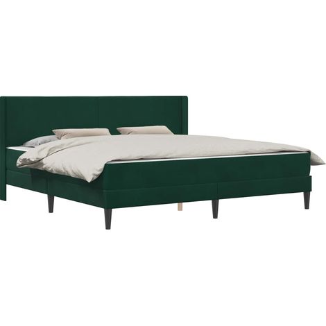 Bettgestell mit Matratze Dunkelgrün 200 x 200 cm Samt vidaXL (1/5)