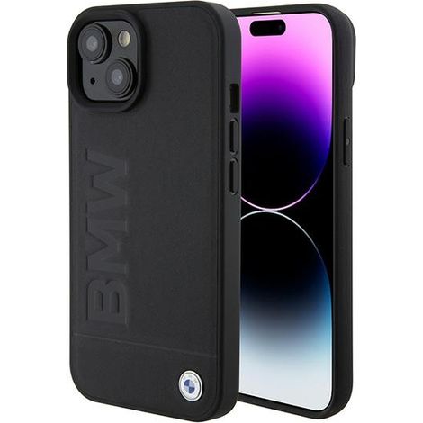 BMW BMHMP15SSLLBK iPhone 15 / 14 / 13 6.1" negro/negro MagSafe funda rígida con logotipo impreso (1/5)