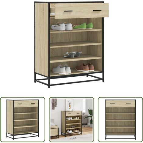 Holzschrank - Schuhschrank Sonoma Eiche 75x38x97,5 cm Holzwerkstoff Metall (1/5)
