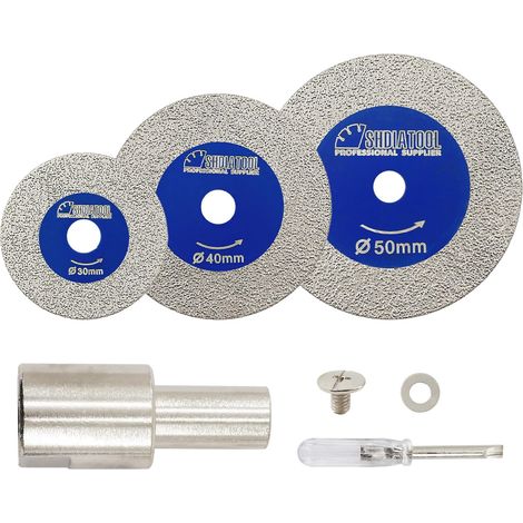 Mini disque pour verre 30/40/50MM avec bride M14 et tournevis, disque diamant ultra-fin 1mm pour verre, jade, cristal, céramique etc., lot de 3 (1/5)