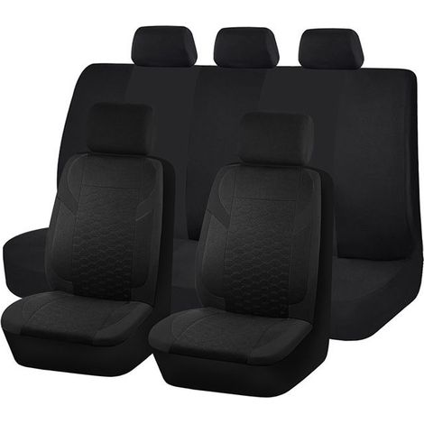 Housses de Siège Auto Complètes,Douces et Respirantes,Avant et Banquette Arrière,Confort Sportif,Universelles pour Voiture,Noir (1/5)