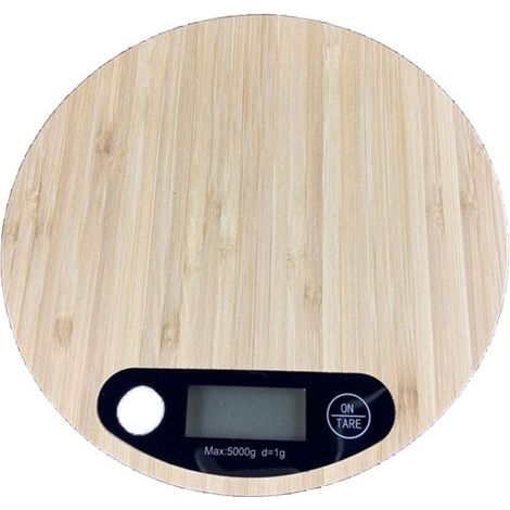 Filiyano-Balance électronique domestique, plateau en bambou, balance de cuisine 5 kg/1 g (ronde) (1/5)