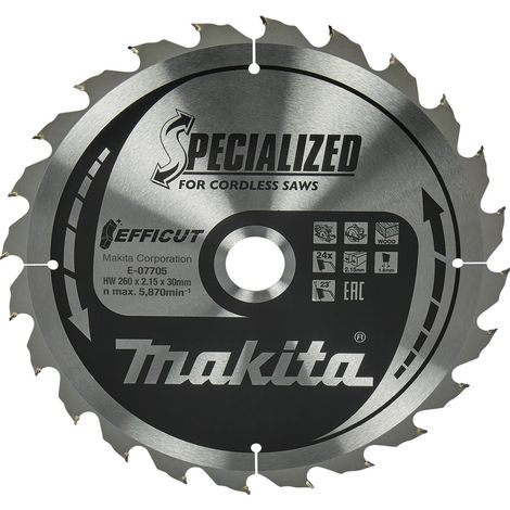 MAKITA E-07705 Efficut TCT for wood 260mm x 30mm x 24T