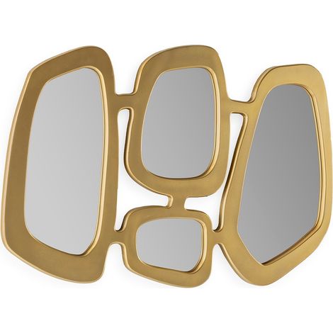 Miroir mural art déco en métal doré KIMAN - L 93 x H 63cm (1/3)