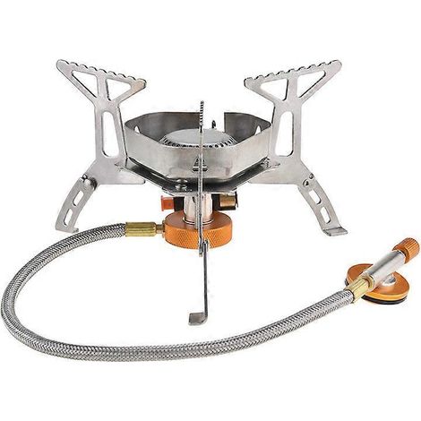 Réchaud de camping portable et résistant au vent, avec brûleur à gaz propane et butane pliable, pour barbecue ou barbecue. (1/5)