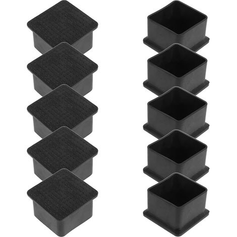 Lot de 10 embouts de pieds de chaise en caoutchouc souple, carrés (1/5)
