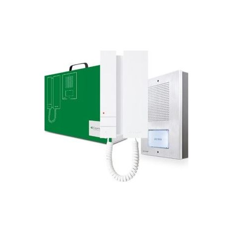 Comelit – Kit interphone audio 2 fils Extra Mini – Installation simple en saillie ou encastrée – Poste audio Mini avec transformateur