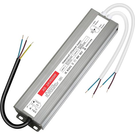 Transformateur 220V 24V LED 600W, alimentation 24v 600w 25A  driver 24v étanche IP67, Transfo AC à DC, convertisseur 220v 24v, pour G4, GU5.3, MR11, MR16, Bande LED, Non Dimmable (1/5)