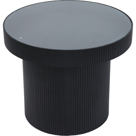 Svita – Table d'appoint ronde en verre noir – Dimensions 59 x 45 cm – Bois de paulownia et MDF – Idéale pour salon, chambre ou bureau (1/5)