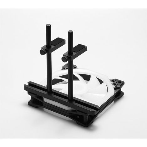Staffa per GPU, staffa di montaggio per GPU, supporto per scheda grafica, due aste di supporto, gruppo guida scorrevole, staffa anti-flessione per ventola GPU, alluminio, 120 mm (nero) (1/5)