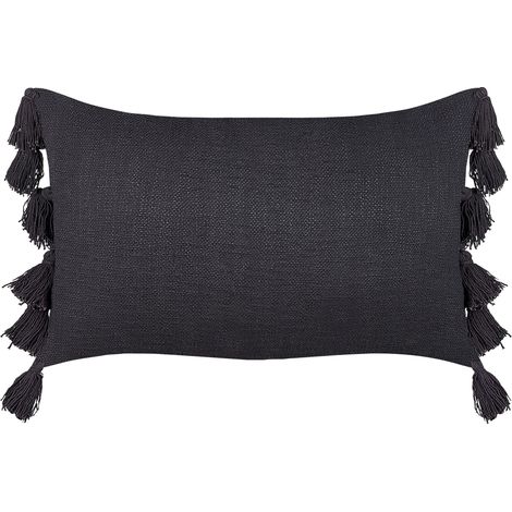 Dekokissen LYTHRUM Baumwolle 55 x 35 cm Schwarz Ohne Muster