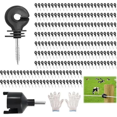 Isolateurs Annulaires pour Clôture de Pâturage Électrique  Avec 1 Outil à Douille, pour Fil, Corde et Ruban Jusqu'à 12 mm, Accessoires pour Clôture Électrique (1/5)
