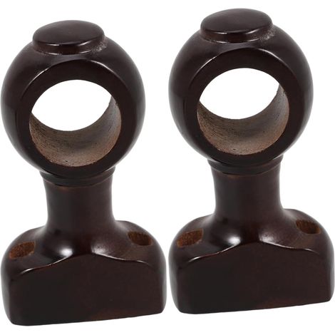 2 Pièces - Support Tringle Rideau - Bois Brun Foncé - Compatible Simple Et Double - Fixation Murale Robuste Pour Salon Chambre Salle De Bain - 28 Cm (1/5)