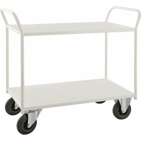 Kongamek Etagenwagen voll verschweisst in weiß mit 2 Böden 940x540mm Ladefläche mit Bremse