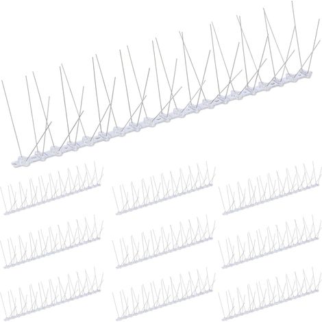 Set di 10 spuntoni anti uccelli per balcone giardino allontanano i piccioni 40 punte in acciaio inox argento 130016535