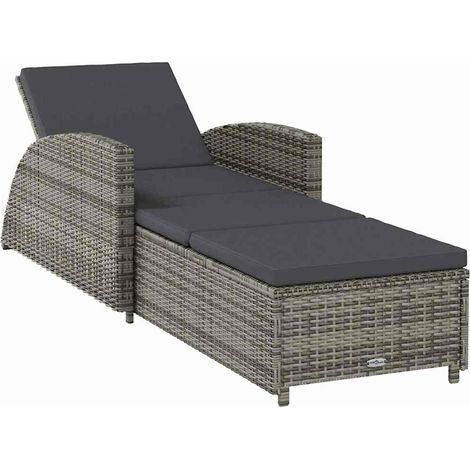 Maison Exclusive - Sonnenliege mit Dunkelgrauer Auflage Poly Ratt (1/5)