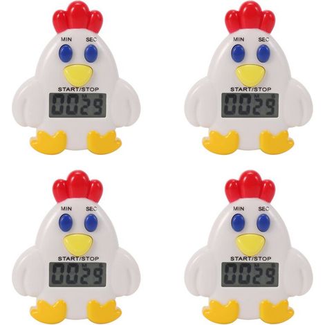 4-facher digitaler Küchen-LCD-Timer mit 99 Minuten und 59 Sekunden Countdown-Funktion und Hühneralarmfunktion