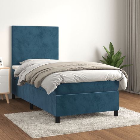Lit adulte,Lit avec Sommier et Matelas confortable pour Chambre,Ensemble Lit à sommier tapissier Bleu foncé 90x200 cm -BVN78895 (1/5)