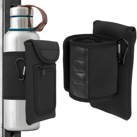 Porte-Gobelet Magnétique - 1 Unité - Nylon Imperméable - Fixation Vélo Et Course - Téléphone Clés Eau - Noir (1/5)