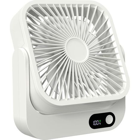 Portable magnetic travel fan, rechargeable battery powered, mini personal travel fan - magnetic fan (white) (1/5)