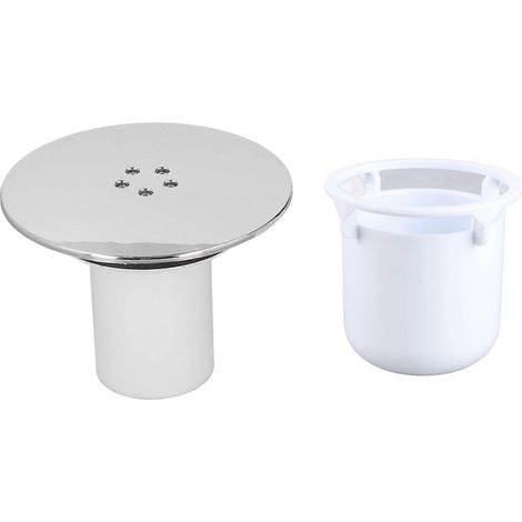 Grille de bonde de douche chromée avec filtre à cheveux anti-obstruction, coupelle amovible et écoulement rapide. (1/5)