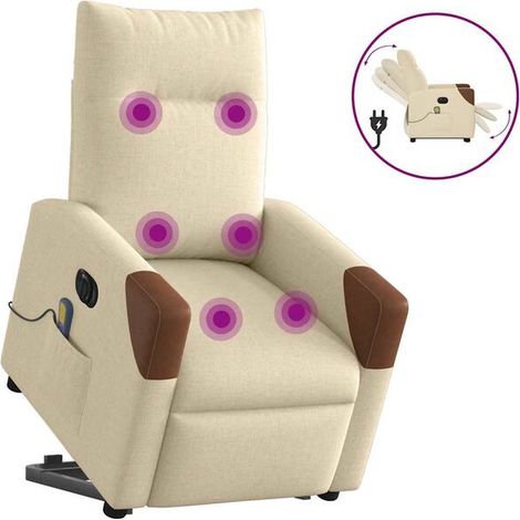 Fauteuil de massage électrique inclinable en tissu couleur crème (1/5)