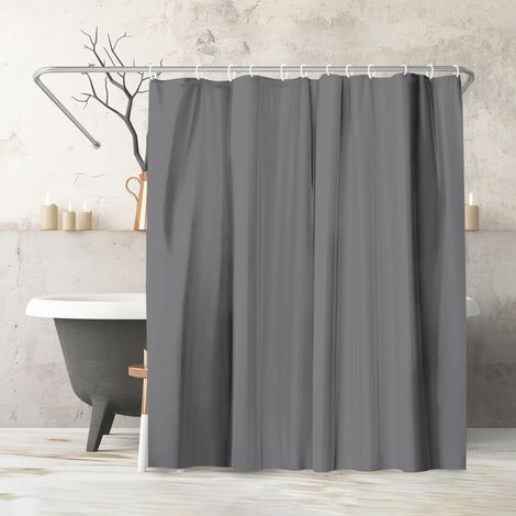 Rideau de Douche 180x200 cm Uni Gris - 100% Polyester - Rideau Salle de Bain Résistant à l'eau avec Œillets en Métal et 12 Crochets Plastiques Durables (1/5)