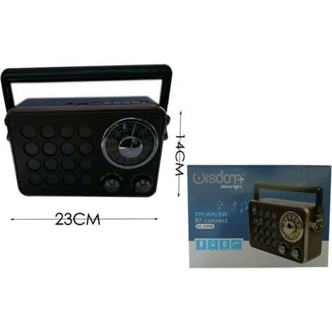 Trade Shop - Radio Fm Am Sw Portátil Con Altavoz Antena Bluetooth Microsd Usb Estéreo Xc5008 -
