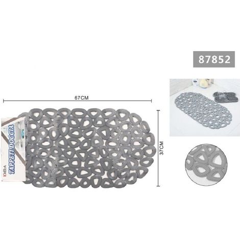 Kaela - Tappeto Antiscivolo Vasca Bagno Doccia Ovale Buchi Triangolari Grigio 67x37cm 87852 -