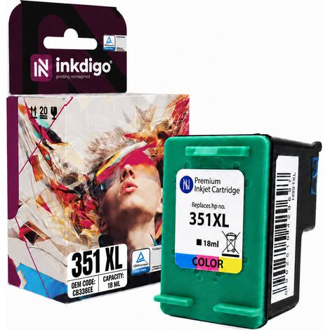 Inchiostro Inkdigo 351XL compatibile con HP DeskJet D4260 D4360 OfficeJet J5725, certificato TÜV. (1/5)