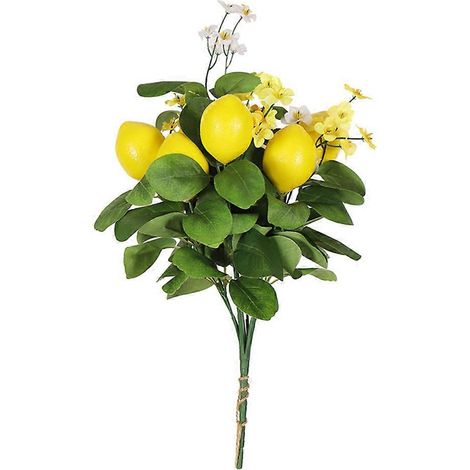 Branche de citronnier artificielle, décoration citron avec feuilles vertes, faux bouquet de citrons (1/4)