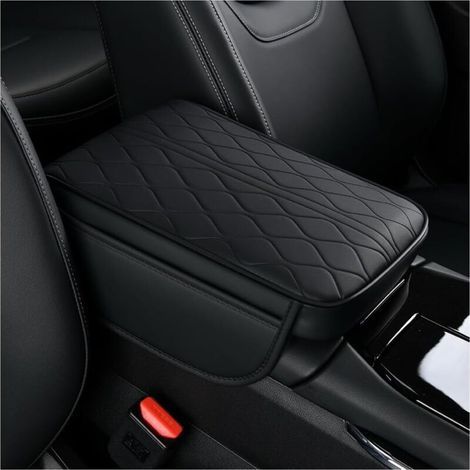 Memory Foam Car Armrest Cushion, Car Center Console Cover, Automotive Accessories, Leather Armrest Box Accessories for Vehicles (Black) (1/5)