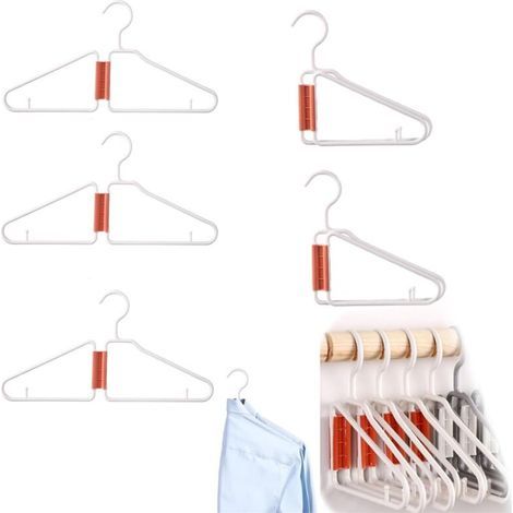 (Lot de 5) Cintres semi-pliables, cintres portables pour chemises et costumes cintres pliables, organisateur suspendu léger, cintres gain de place, cintres de voyage pliables (1/4)
