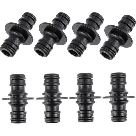 Lot de 8 connecteurs de Tuyau à Double Prise, Tuyau d'arrosage à Double Prise de 1/2 Pouce, pièce de Connexion pour Une Connexion sécurisée du Tuyau pour Tuyau de Maison de Jardin (Noir) (1/5)