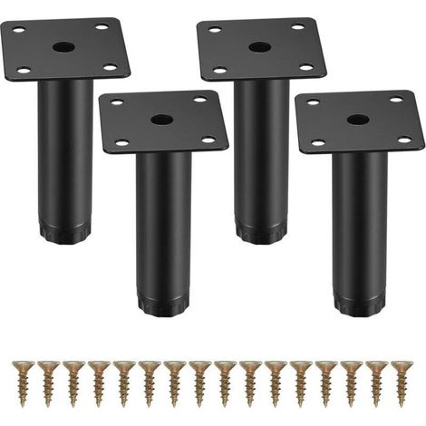 4 Pièces Pieds de Meuble, 10 cm/4 Pouces Pieds de Meubles Réglables, Pieds de Support en Fixation en Métal pour (1/4)