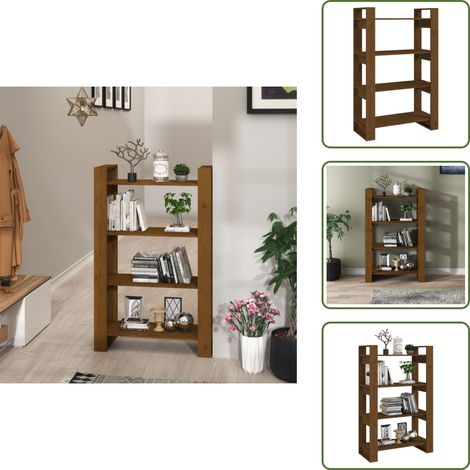 The Living Store Estantería/divisor espacios madera pino marrón miel 80x35x125cm - Estantería de pino
