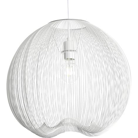 Suspension Cage en Métal Filaire Blanc Ø45 cm - Lustre de Grande Taille Idéal Grande Pièce, Restaurant (1/5)
