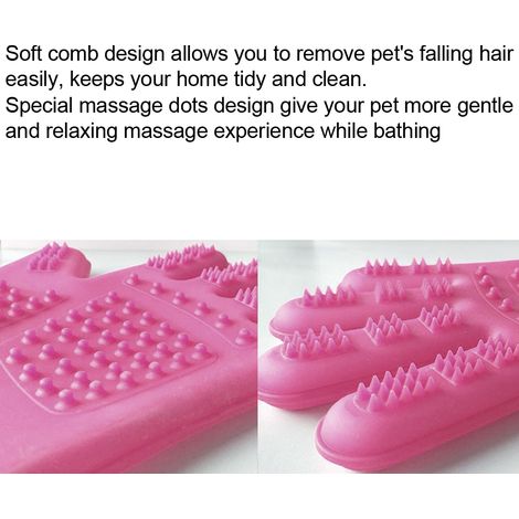Brosse de bain imperméable en silicone pour animaux de compagnie, gants de toilettage et de massage, peigne pour chien, rose rouge (1/5)