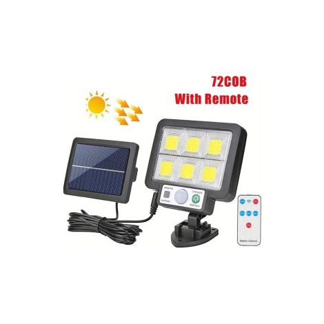 Nuevo modelo 2025 para iluminación de jardín, garaje, pared solar y patio (TY01020, foco individual con seis LED 72COB y mando a distancia). (1/5)